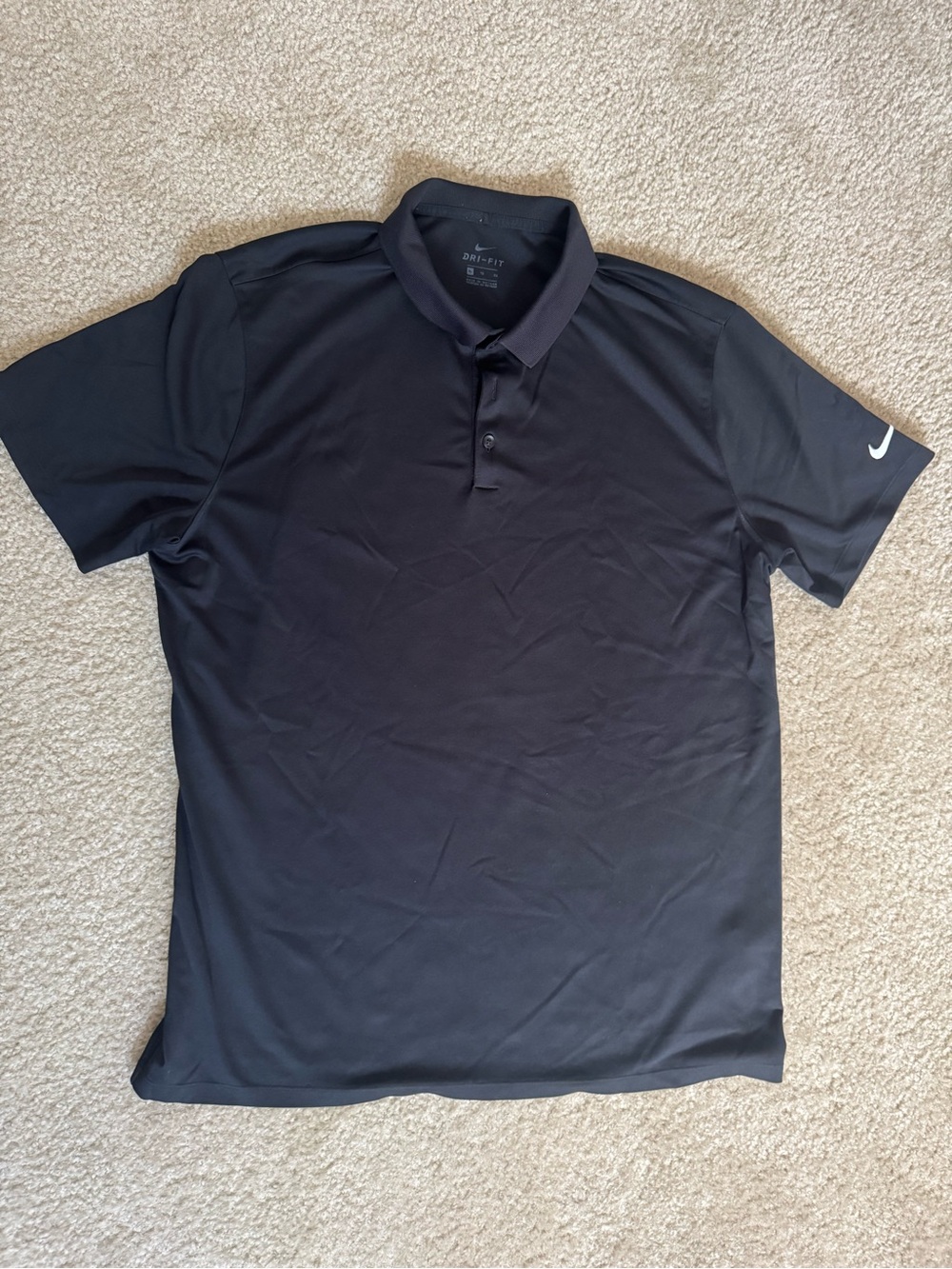 Nike Black Men's Dri-FIT Polo with White Swoosh